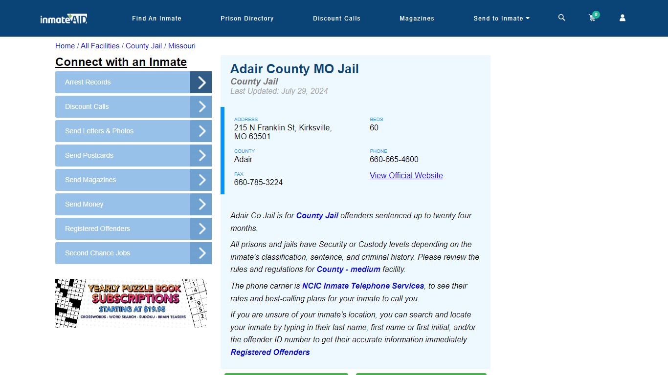 Adair County MO Jail - Inmate Locator